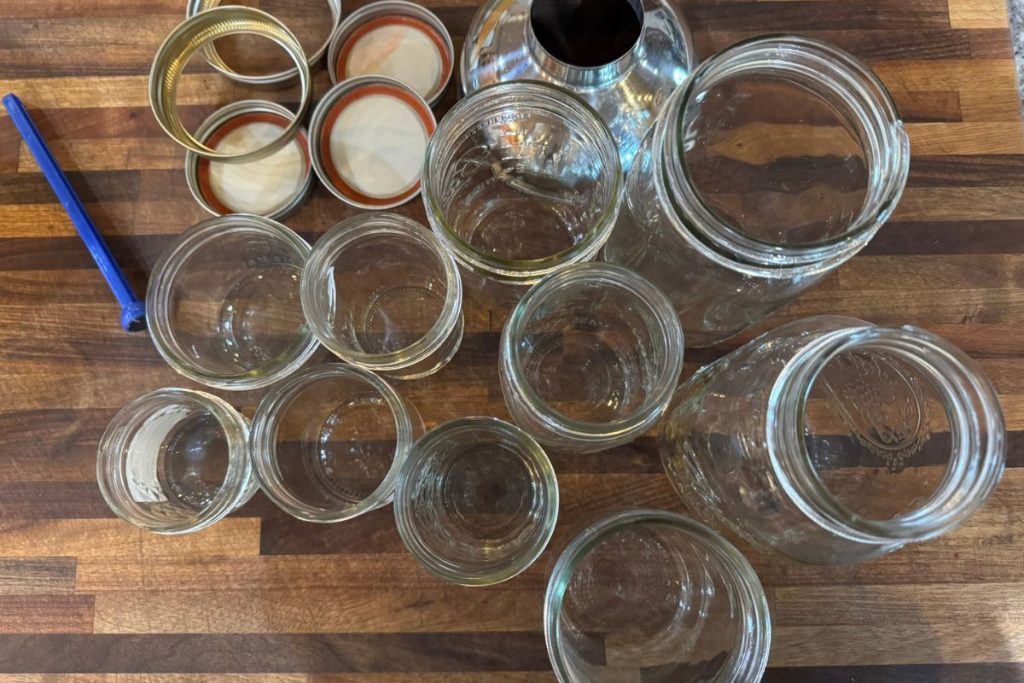 Clean canning jars before water bath canning.
